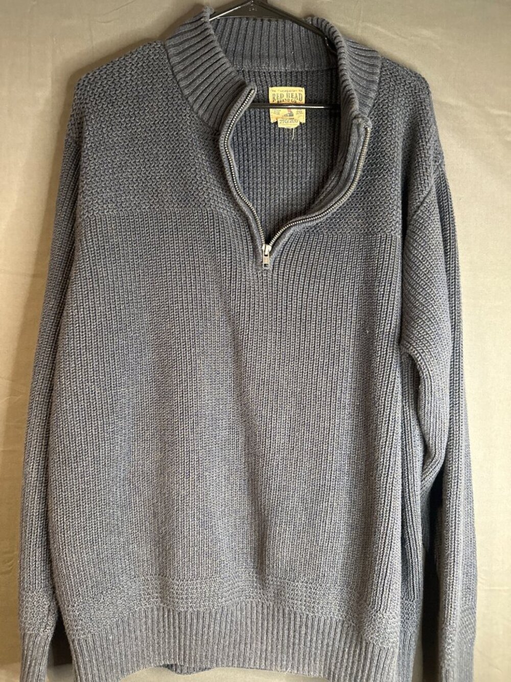 RedHead Mens 2XL Navy Blue Cotton Quarter Zip Sweater Cabincore Dadcore Preppy